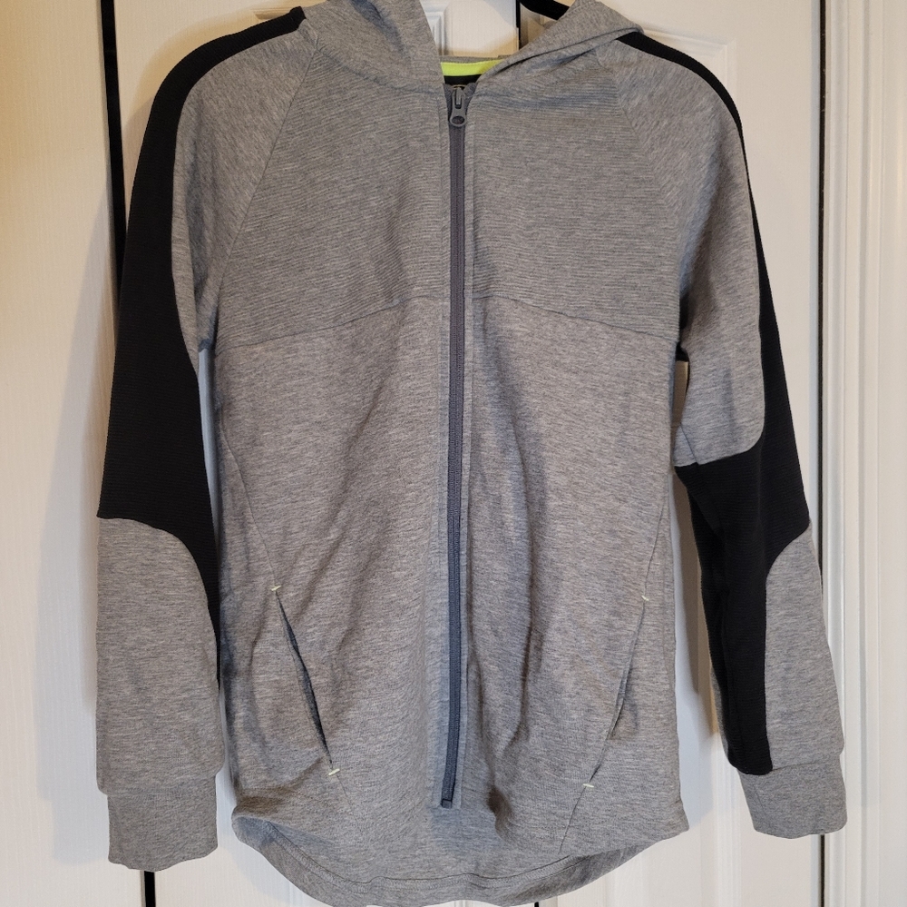 Athletic Works grey and black zip-up jacket girls boys kids size large 10/12